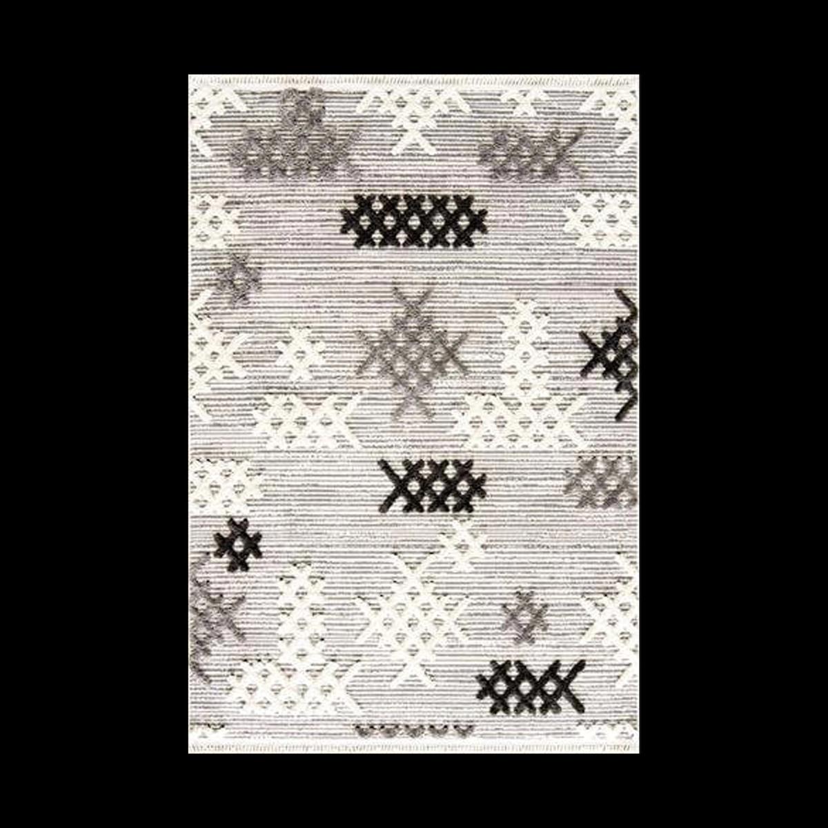 Hoom Rugs Step 2205 Gri 10 mm Polipropilen Antialerjenik Kalın Kaymaz Pamuk Taban Dikdörtgen Makine Dokuma Salon Halısı 200x300 cm