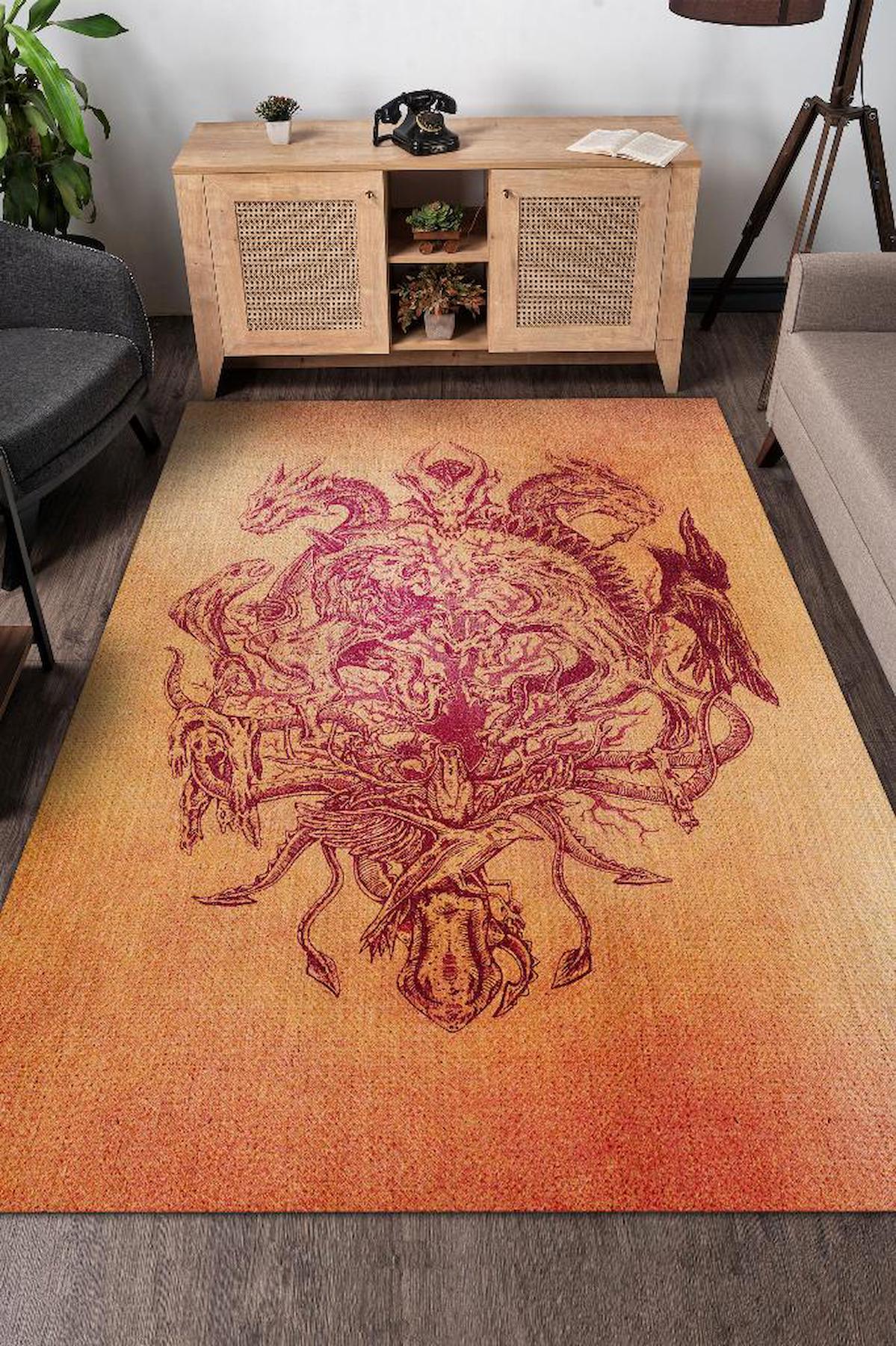 Homshtag Breaking Bad Çok Renkli 4 mm Pamuk Antistatik Yıkanabilir İnce Kaymaz Dikdörtgen Makine Dokuma Yatak Odası Halısı 140x200 cm