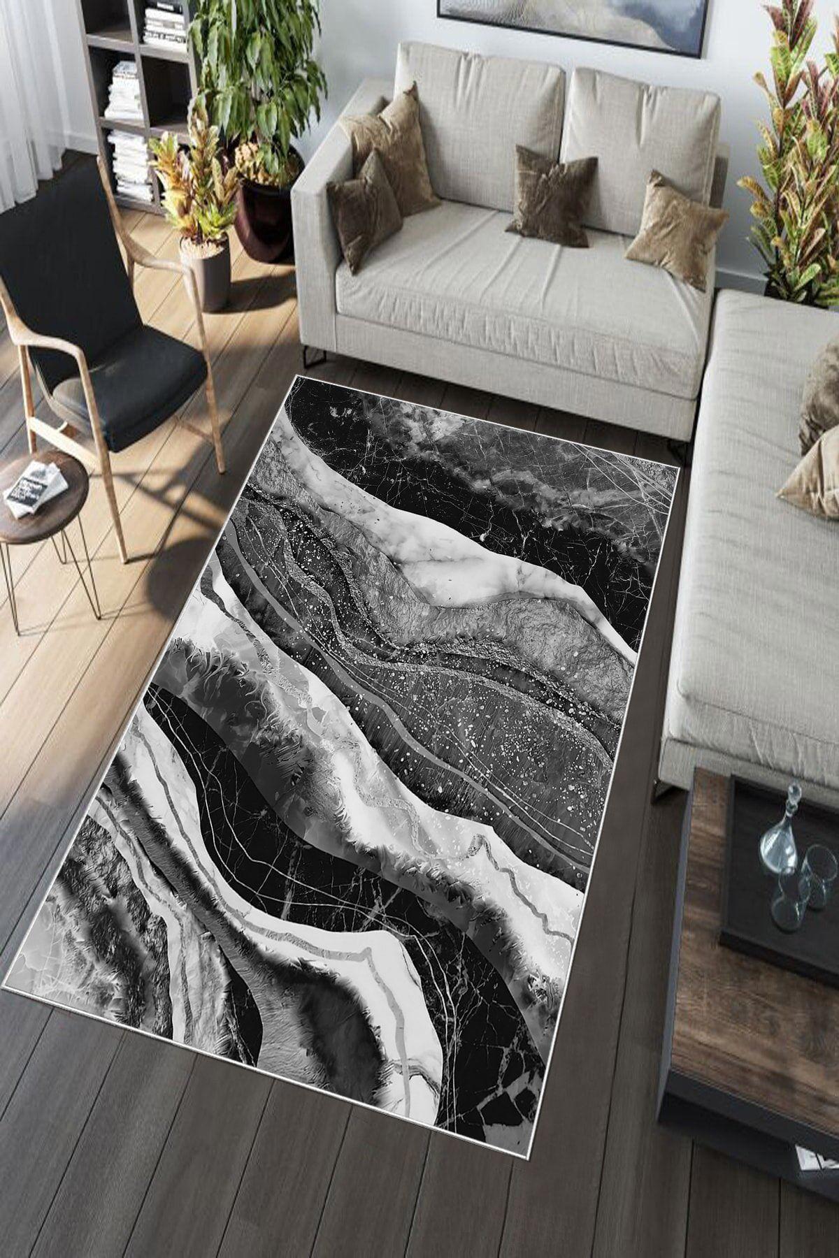 Aldora A215 Gri 9 mm Deri Toz Tutmaz Yıkanabilir İnce Kaymaz Pamuk Taban Dikdörtgen Makine Dokuma Salon Halısı 80x300 cm