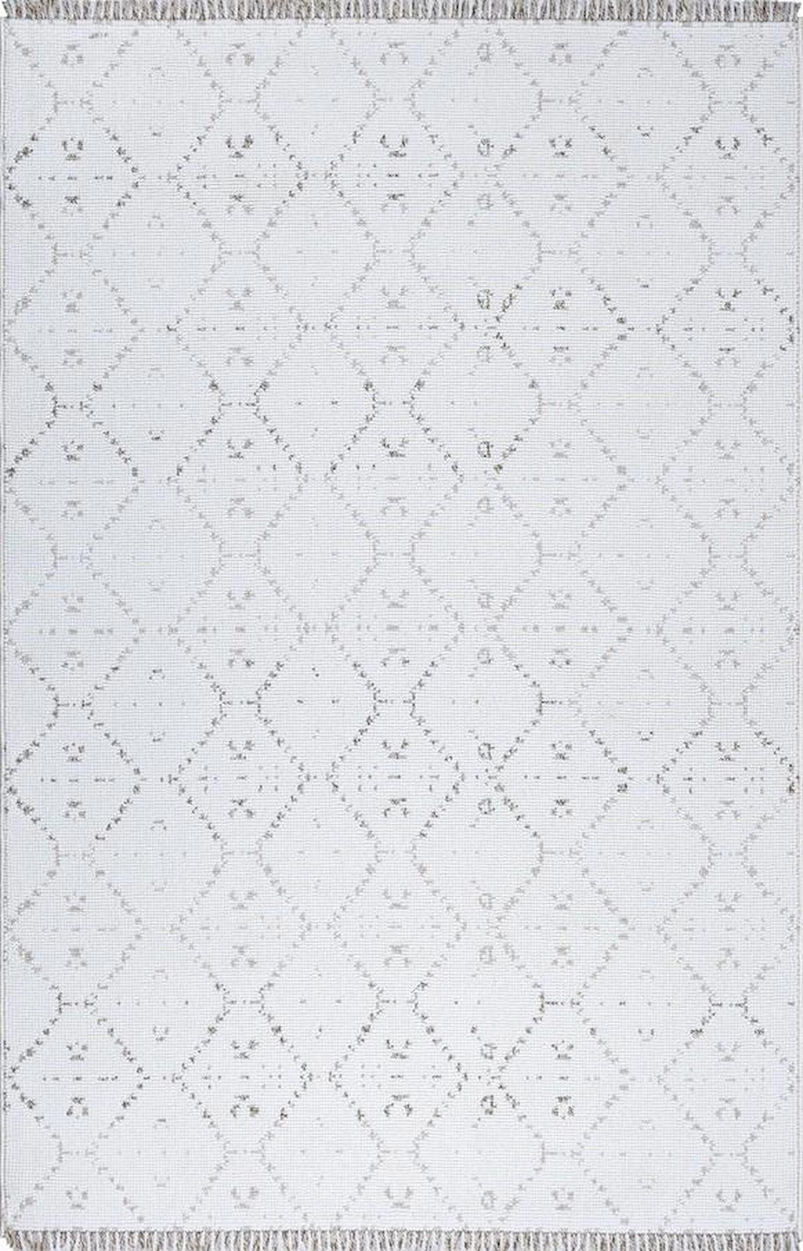 Sanat Halı Lora Plus 3741 Krem 7 mm Polyester Antibakteriyel Yıkanabilir Kalın Kaymaz Lateks Taban Dikdörtgen Makine Dokuma Salon Halısı 120x180 cm