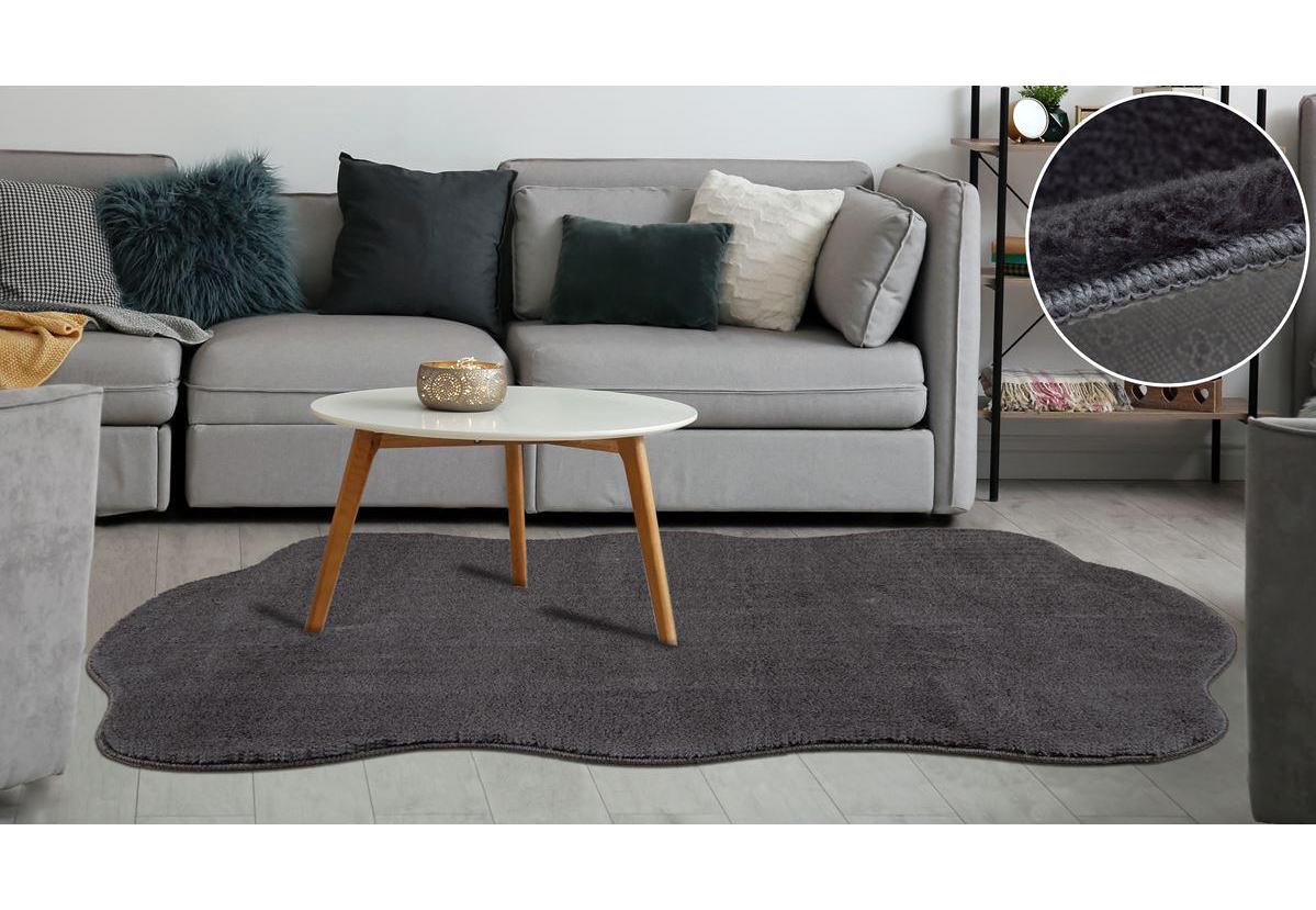 My Evilla Siyah 14 mm Polyester Leke Tutmaz Yıkanabilir Kalın Kaymaz Jel Taban Dikdörtgen Makine Dokuma Yatak Odası Halısı 100x150 cm