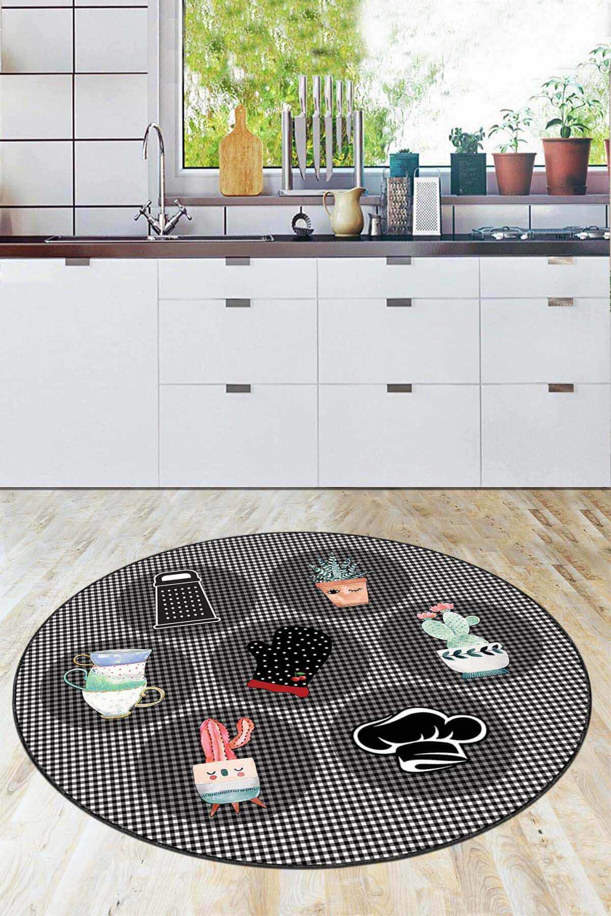 Viva Home AR920 Füme 7 mm Mikropolyester Silinebilir Yıkanabilir Kaymaz Yuvarlak Makine Dokuma Salon Halısı 160x230 cm