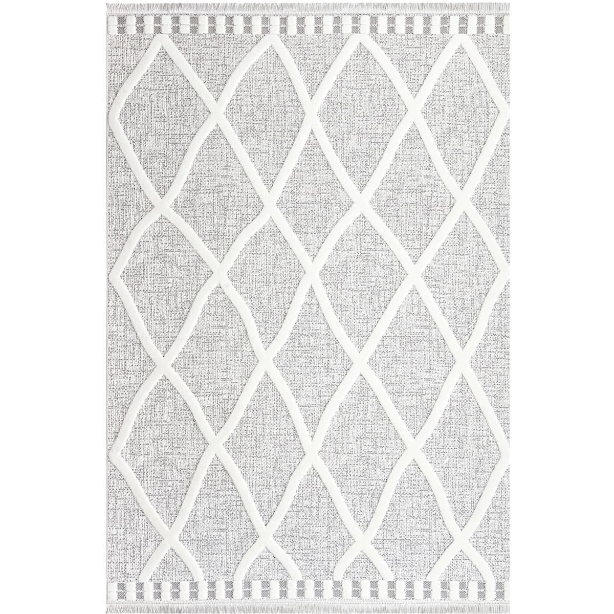 İpek Mekik Halı Almond 11405 Krem 10 mm Polyester Toz Tutmaz Yıkanabilir Orta Kaymaz Jüt Taban Geometrik Dikdörtgen Makine Dokuma Antre-Çocuk Odası-Salon-Yatak Odası Halısı 200x200 cm