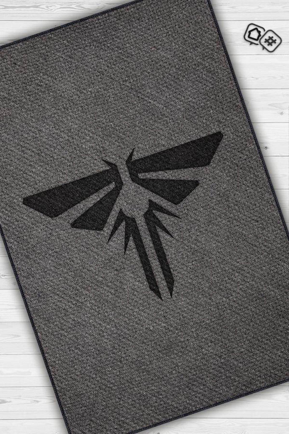Homshtag Last Of Us Gri-Siyah 4 mm Pamuk Antistatik Yıkanabilir İnce Kaymaz Dikdörtgen Makine Dokuma Genç Odası Halısı 120x170 cm
