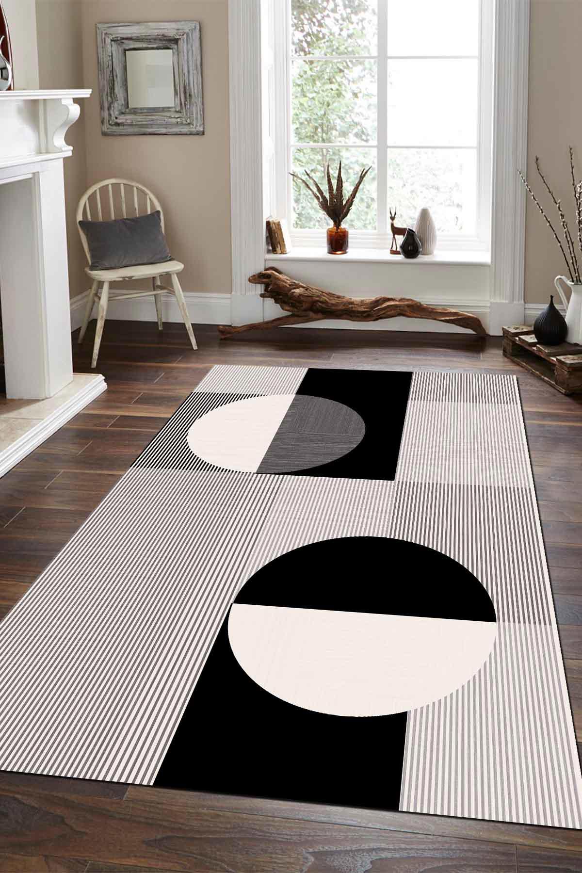 İlyaki Home Jany Krem 0.5 mm Pamuk Antibakteriyel Yıkanabilir Orta Kaymaz Pamuk Taban Dikdörtgen Makine Dokuma Salon Halısı 60x240 cm