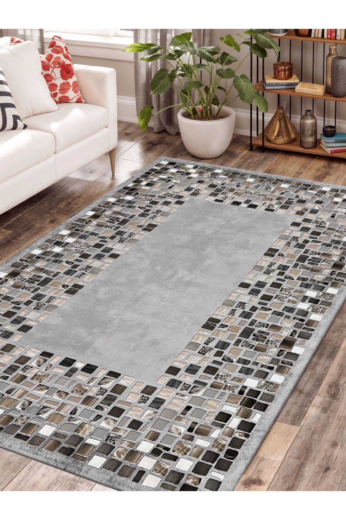 İnspira Çok Renkli 12 mm Polyester Antibakteriyel-Leke Tutmaz-Toz Tutmaz Yıkanabilir Orta Kaymaz Dot Taban Dikdörtgen Makine Dokuma Oturma Odası-Salon Halısı 200x290 cm