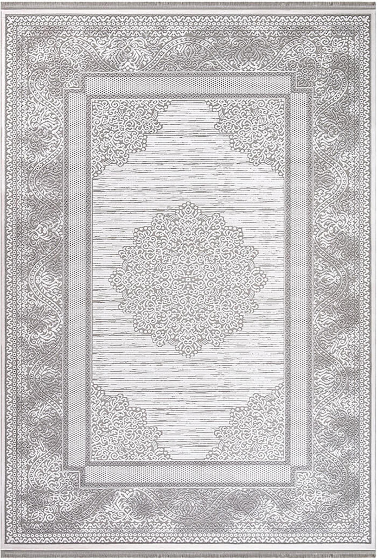 İpek Home Sardes 6929A Bej-Gri 10 mm Akrilik Yıkanabilir Orta Kaymaz Pamuk Taban Dikdörtgen Makine Dokuma Antre-Çocuk Odası-Salon-Yatak Odası Halısı 120x200 cm