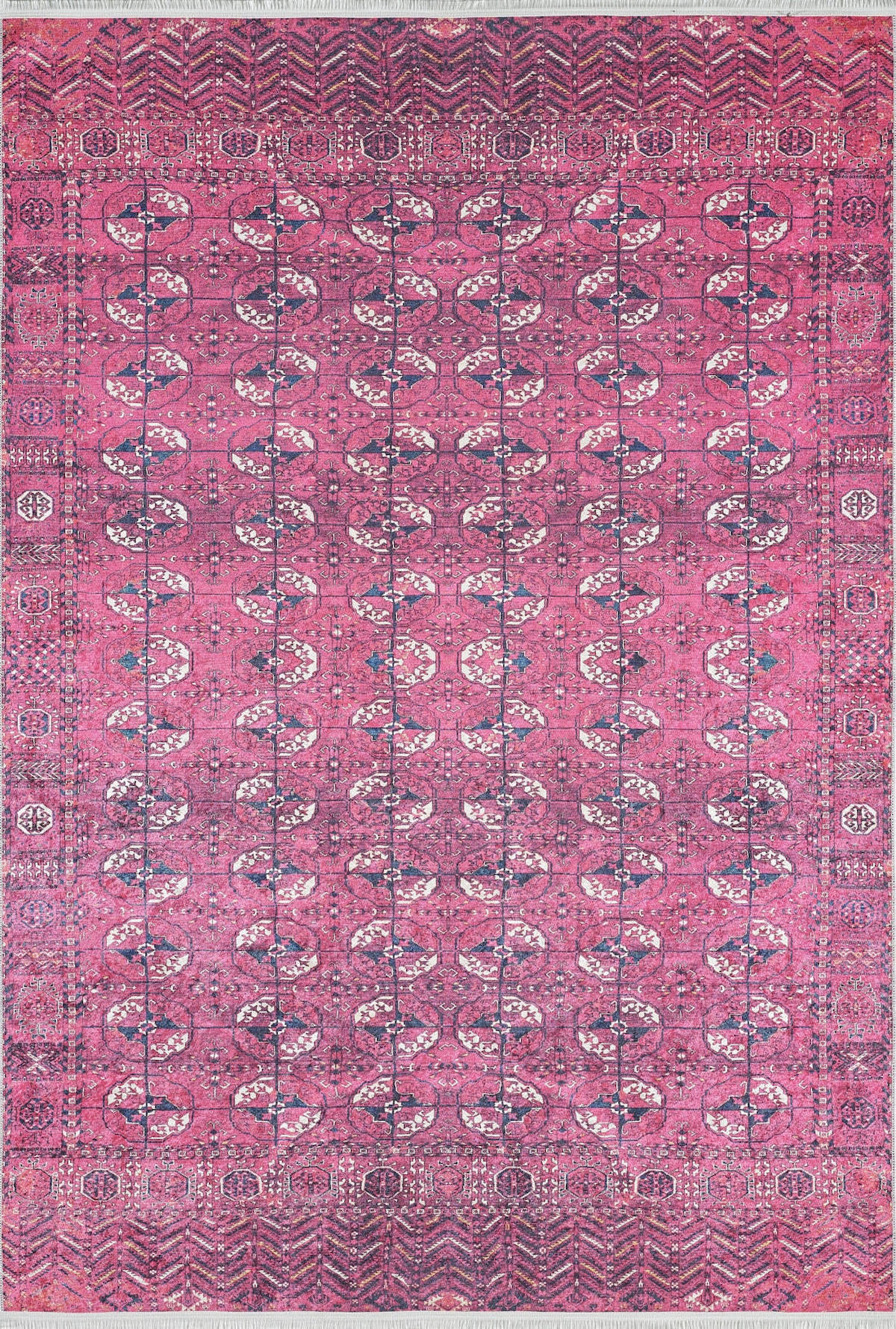 Halı Atölyesi HK203 Pembe 5 mm Pamuk Yıkanabilir Kaymaz Taban Dikdörtgen Makine Dokuma Salon Halısı 120x180 cm