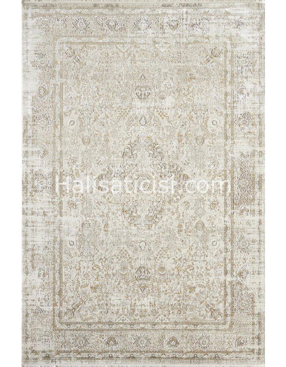 Gümüşsuyu İpekzade100 11380 Krem 8 mm Akrilik-Viskon Toz Tutmaz Yıkanabilir İnce Kaymaz Dikdörtgen Makine Dokuma Salon Halısı 180x180 cm
