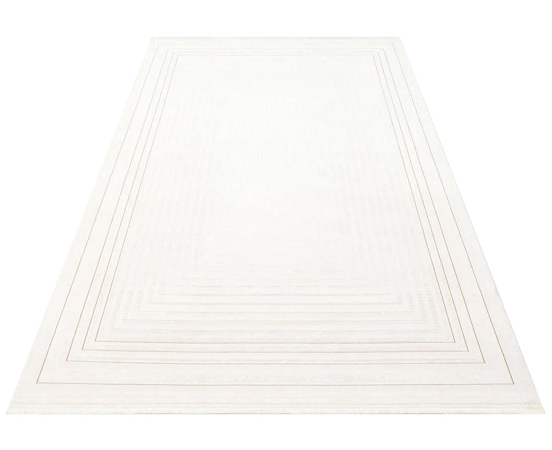Eko Halı Lykia LKY4 Krem-Vizon 10 mm Akrilik Yumuşak Yıkanabilir İnce Kaymaz Taban Dikdörtgen Makine Dokuma Salon Halısı 180x180 cm