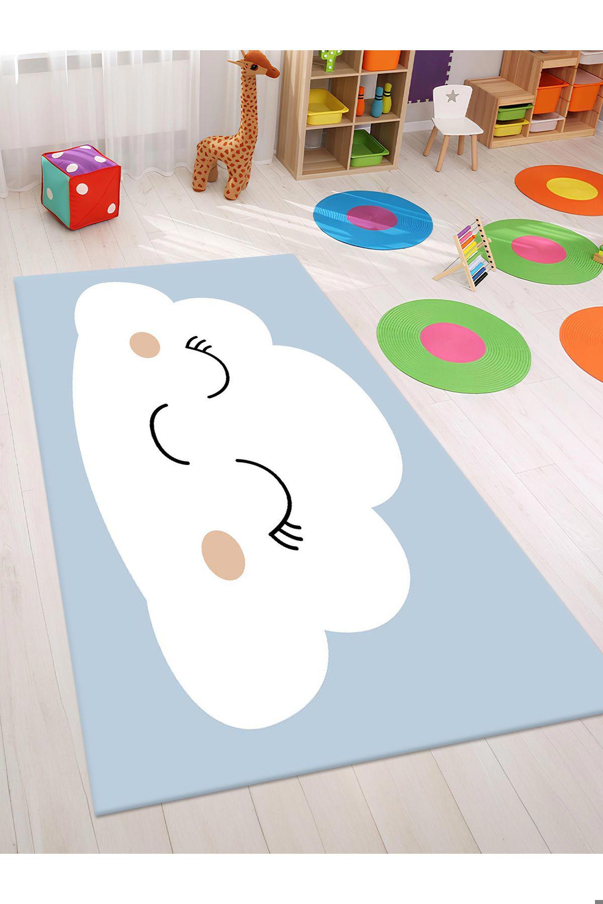 İnspira Çok Renkli 12 mm Polyester Antibakteriyel Yıkanabilir Orta Kaymaz Dot Taban Dikdörtgen Makine Dokuma Çocuk Odası Halısı 140x200 cm