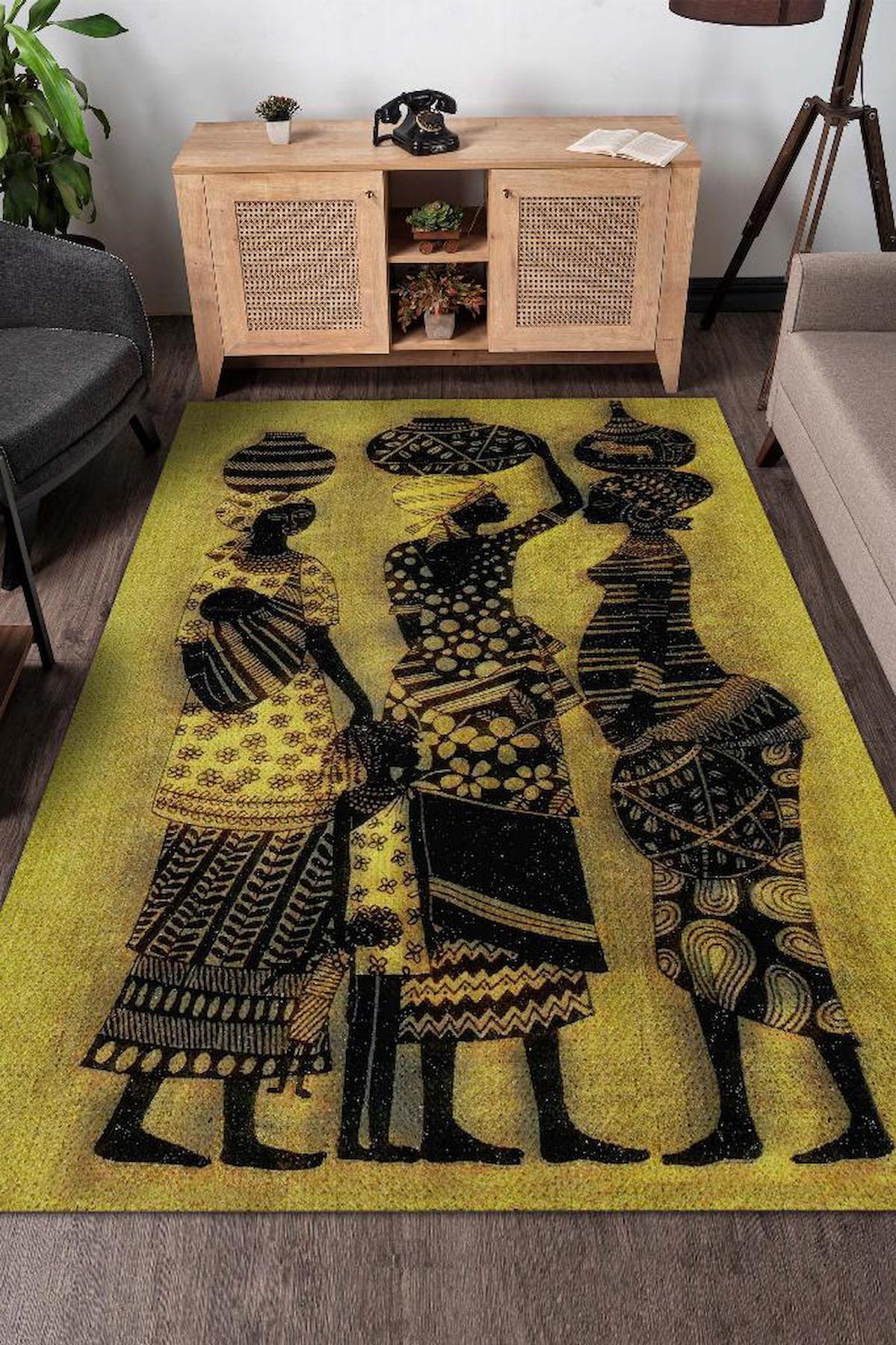 Homshtag Kahve Gözlüler Çok Renkli 4 mm Pamuk Antistatik Yıkanabilir İnce Kaymaz Dikdörtgen Makine Dokuma Salon Halısı 100x200 cm