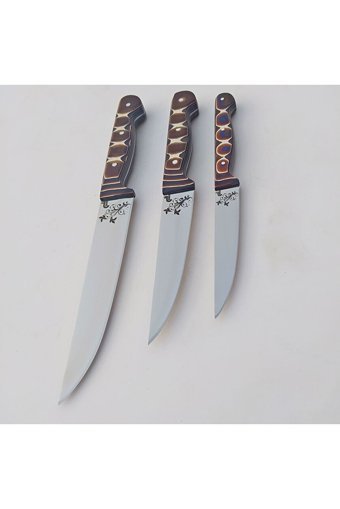 Ndr Knives 3' Lü Verzalit Saplı Bıçak Seti - Sebze Bıçağı - Mutfak Bıçağı - Şef Bıçağı