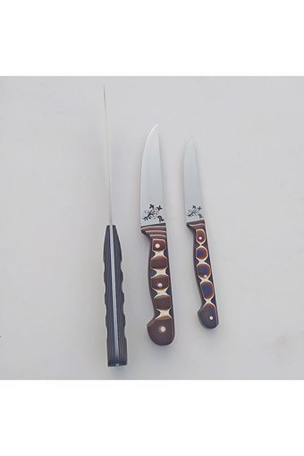Ndr Knives 3' Lü Verzalit Saplı Bıçak Seti - Sebze Bıçağı - Mutfak Bıçağı - Şef Bıçağı