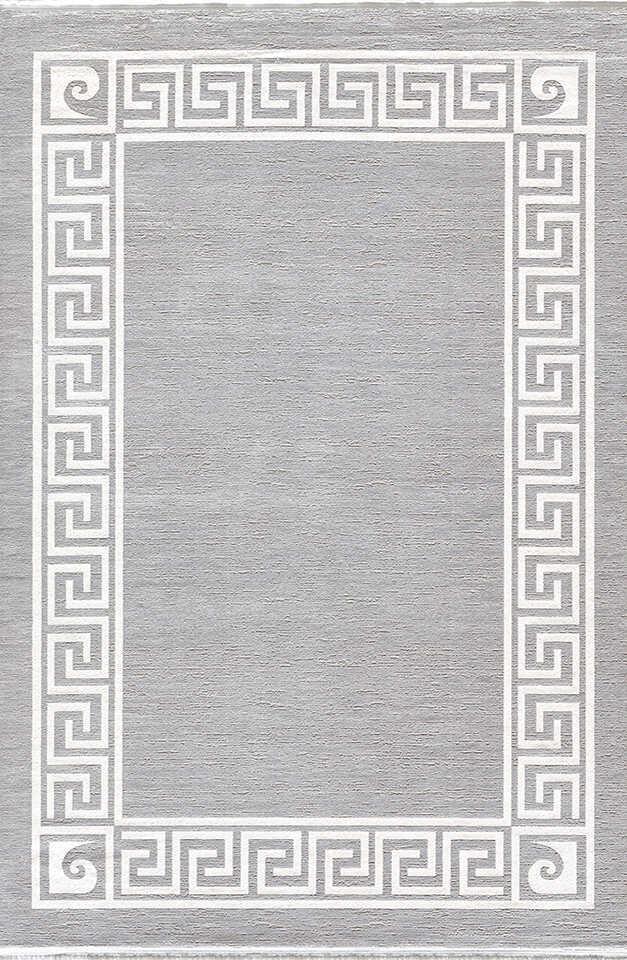 Pierre Cardin Monet MT26A Beyaz-Gri 10 mm Viskon Antibakteriyel Yıkanabilir İnce Kaymaz Dikdörtgen Makine Dokuma Salon Halısı 133x190 cm