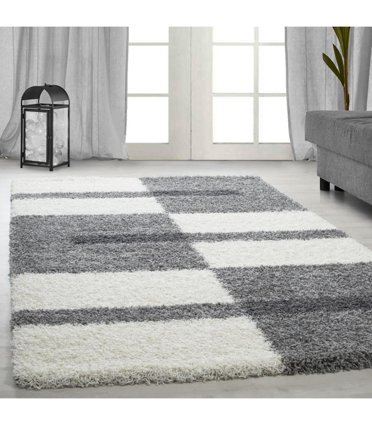 Carpettex Gri 30 mm Polipropilen Antialerjenik Yıkanabilir Kalın Kaymaz Jüt Taban Dikdörtgen Makine Dokuma Salon Halısı 80x120 cm