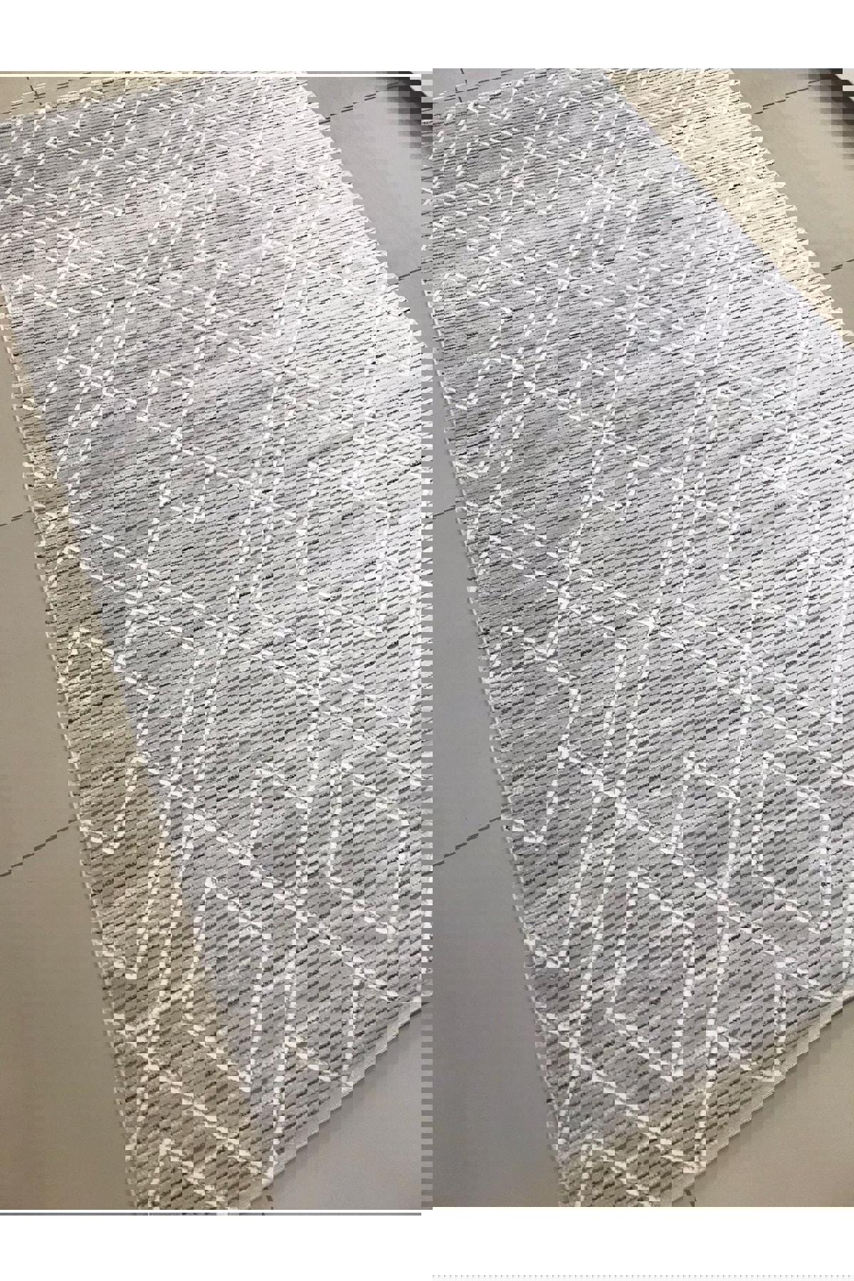 Merinos  Country 36230 Krem 9 mm Akrilik Yıkanabilir İnce Kaymaz Jel Taban Soyut Temalı Dikdörtgen Makine Dokuma Salon Halısı 100x150 cm