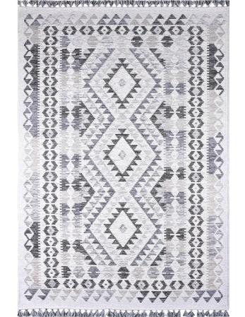 Foneks Gri 4 mm Akrilik Silinebilir Yıkanabilir Kaymaz Dikdörtgen Makine Dokuma Salon Halısı 120x180 cm