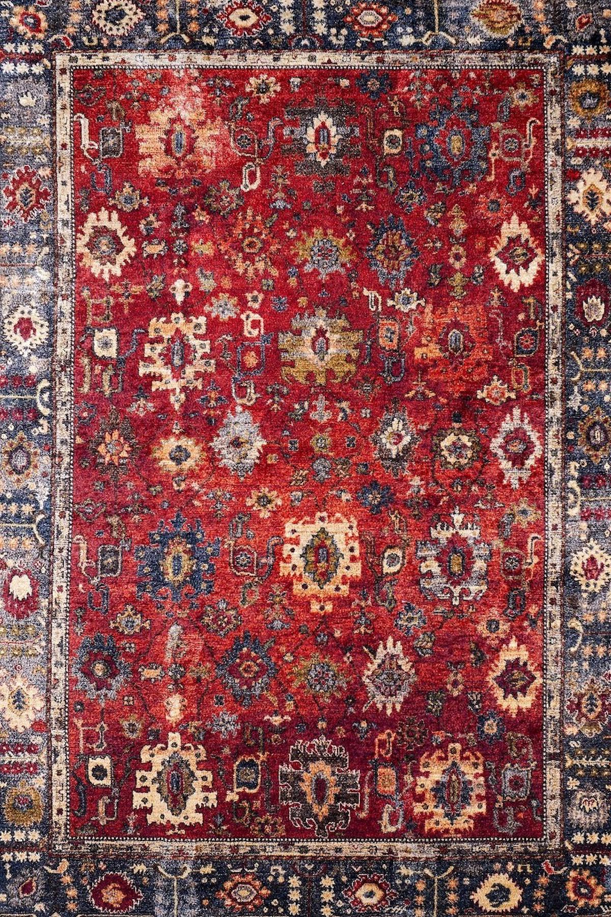 Halı Atölyesi HK047 Kırmızı 5 mm Pamuk Yıkanabilir Kaymaz Taban Dikdörtgen Makine Dokuma Salon Halısı 180x250 cm