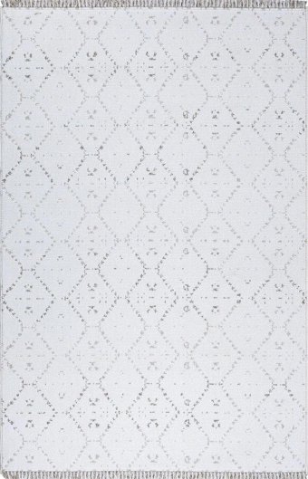 Sanat Halı Lora Plus 3741 Mavi 7 mm Pamuk Antibakteriyel Yıkanabilir Kalın Kaymaz Lateks Taban Dikdörtgen Makine Dokuma Salon Halısı 80x200 cm