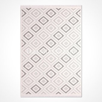 Crea Halı Almira 11403 Krem 8 mm Polyester Toz Tutmaz Yıkanabilir Orta Dikdörtgen Makine Dokuma Salon Halısı 80x80 cm