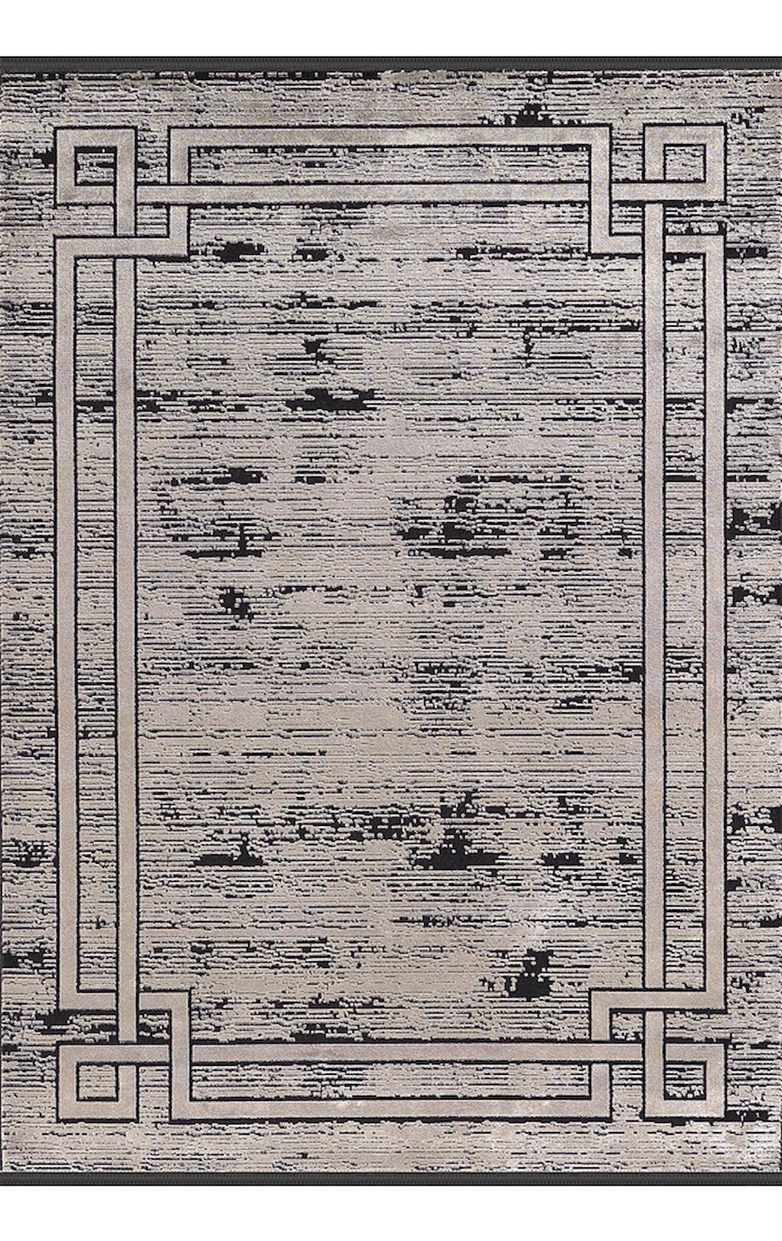 Merinos Bamboo Lavi 34666 Bej-Siyah 12 mm Akrilik Antialerjenik Yıkanabilir İnce Kaymaz Dikdörtgen Makine Dokuma Salon Halısı