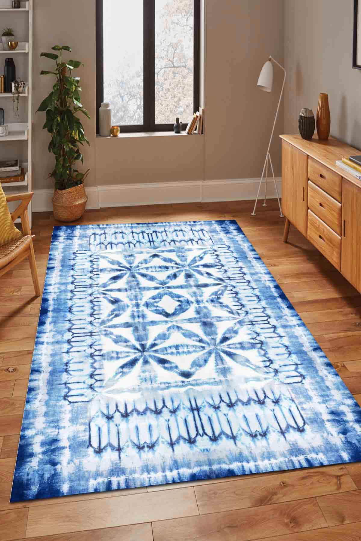 Latte Dizayn Chilo Krem 0.5 mm Pamuk Antialerjenik Yıkanabilir İnce Kaymaz Pamuk Taban Dikdörtgen Makine Dokuma Salon Halısı 100x100 cm