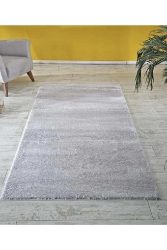 Balat Halı Gri 20 mm Polyester Yıkanabilir İnce Kaymaz Jüt Taban Dikdörtgen Makine Dokuma Salon Halısı 120x250 cm