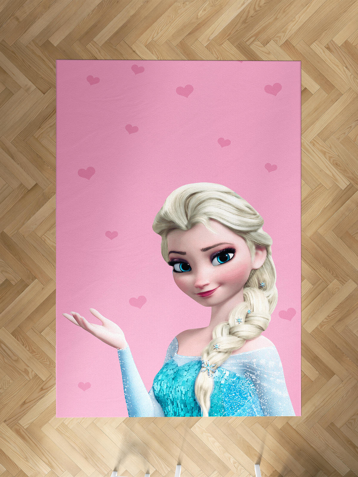 Mekta Home Frozen Çok Renkli 10 mm Antibakteriyel Yıkanabilir İnce Kaymaz Dot Taban Dikdörtgen Makine Dokuma Çocuk Odası Halısı 100x350 cm