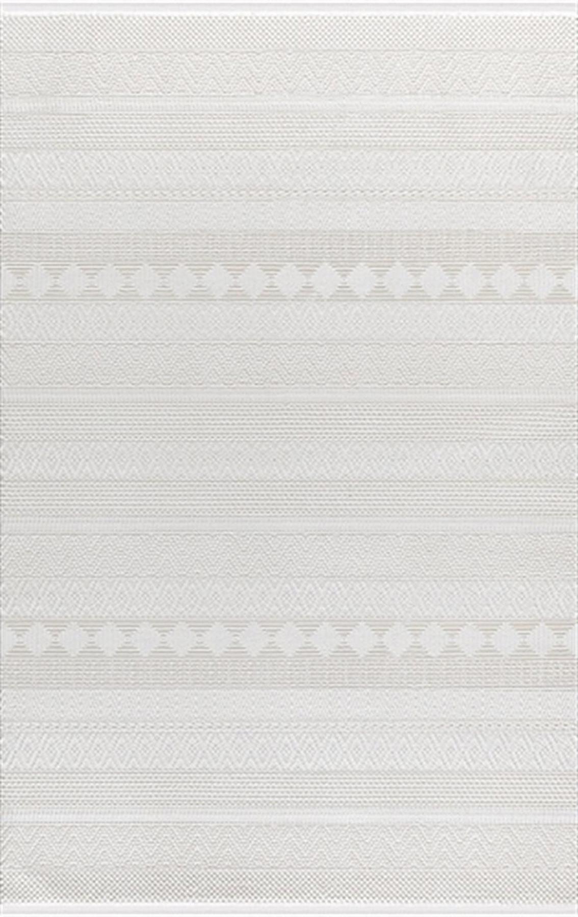 Merinos Recycle 38422 Krem 12 mm Akrilik Toz Tutmaz Yıkanabilir Kalın Kaymaz Dikdörtgen Makine Dokuma Salon Halısı 160x230 cm
