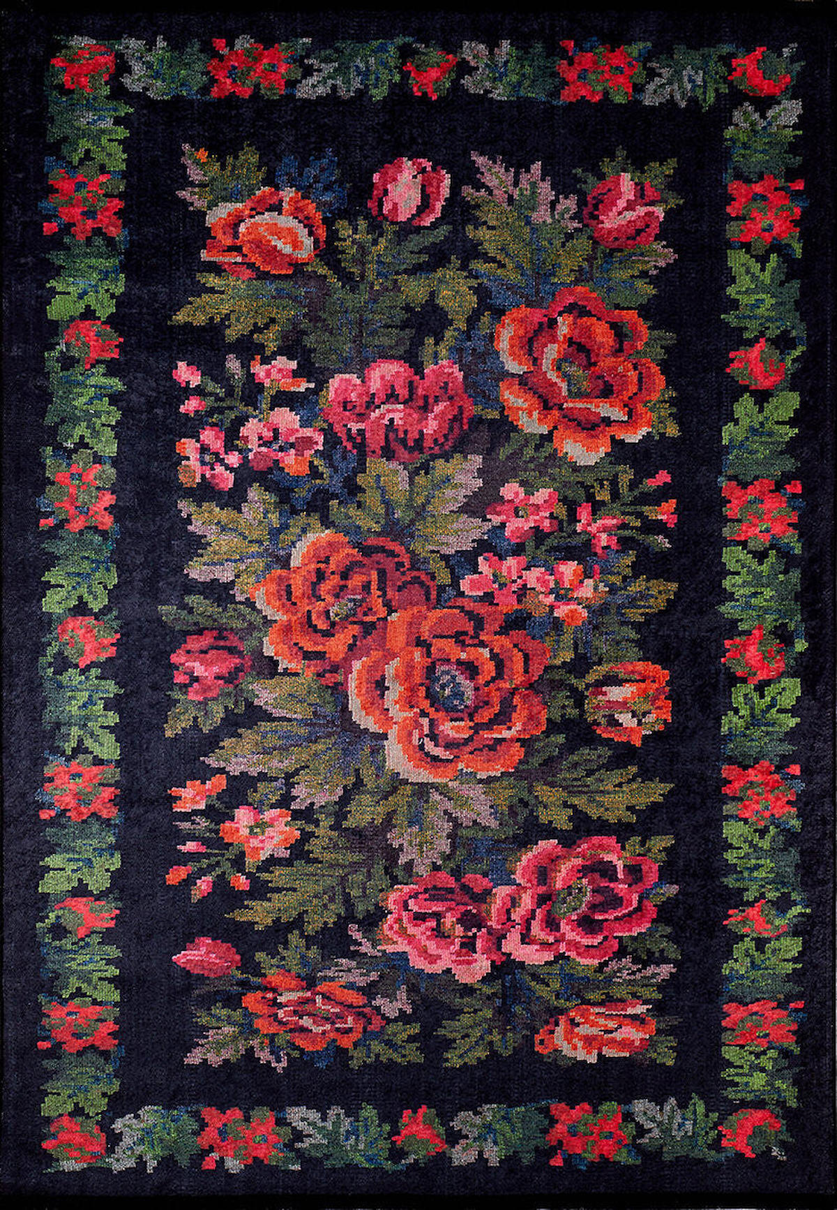 Halı Atölyesi HK115 Siyah 5 mm Pamuk Yıkanabilir Kaymaz Taban Dikdörtgen Makine Dokuma Salon Halısı 100x150 cm