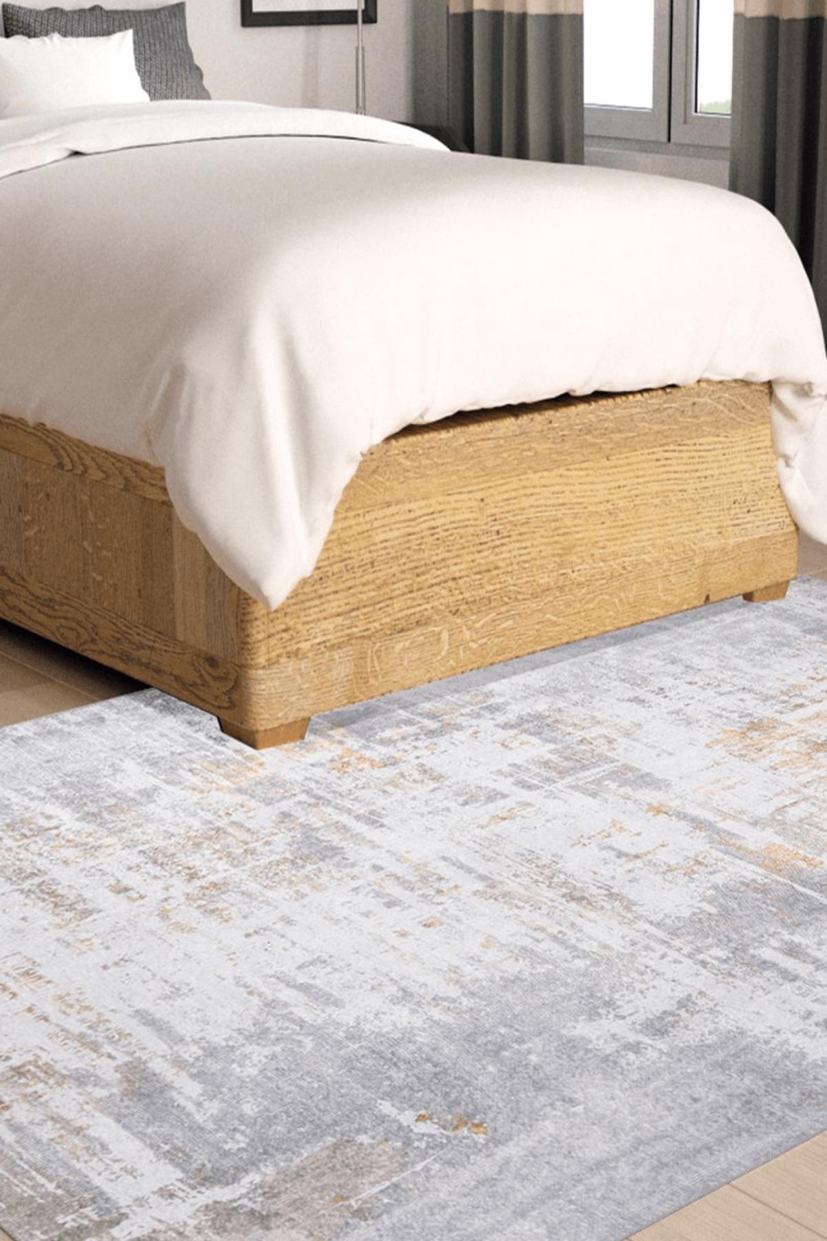 Artloop AL-233 Çok Renkli 4 mm Polyester Yıkanabilir İnce Kaymaz Jüt Taban Dikdörtgen Makine Dokuma Salon Halısı 100x150 cm