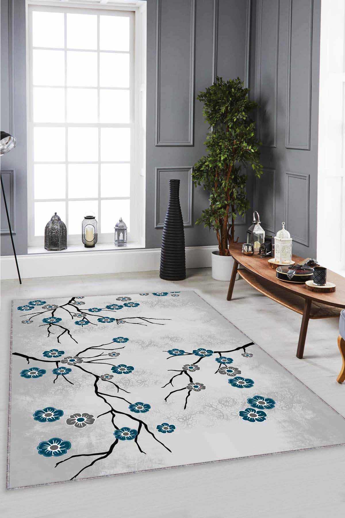 Viva Home FW009 Çok Renkli 7 mm Mikropolyester Leke Tutmaz-Yalıtıma Yardımcı Yıkanabilir İnce Kaymaz Taban Dikdörtgen Makine Dokuma Salon Halısı 100x250 cm