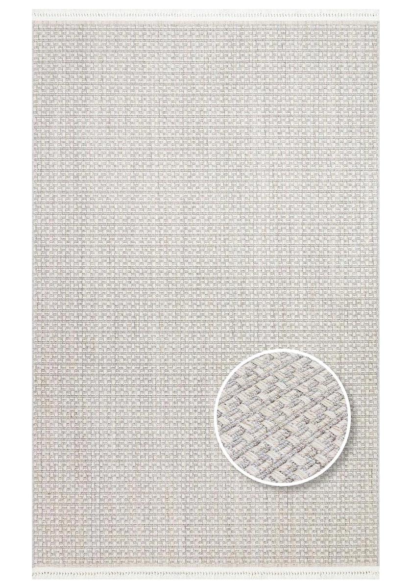 Eko Halı Norte NRT02 Krem 6-12 mm Polyester Antibakteriyel Yıkanabilir Orta Kaymaz Dikdörtgen Makine Dokuma Oturma Odası-Salon Halısı 120x180 cm