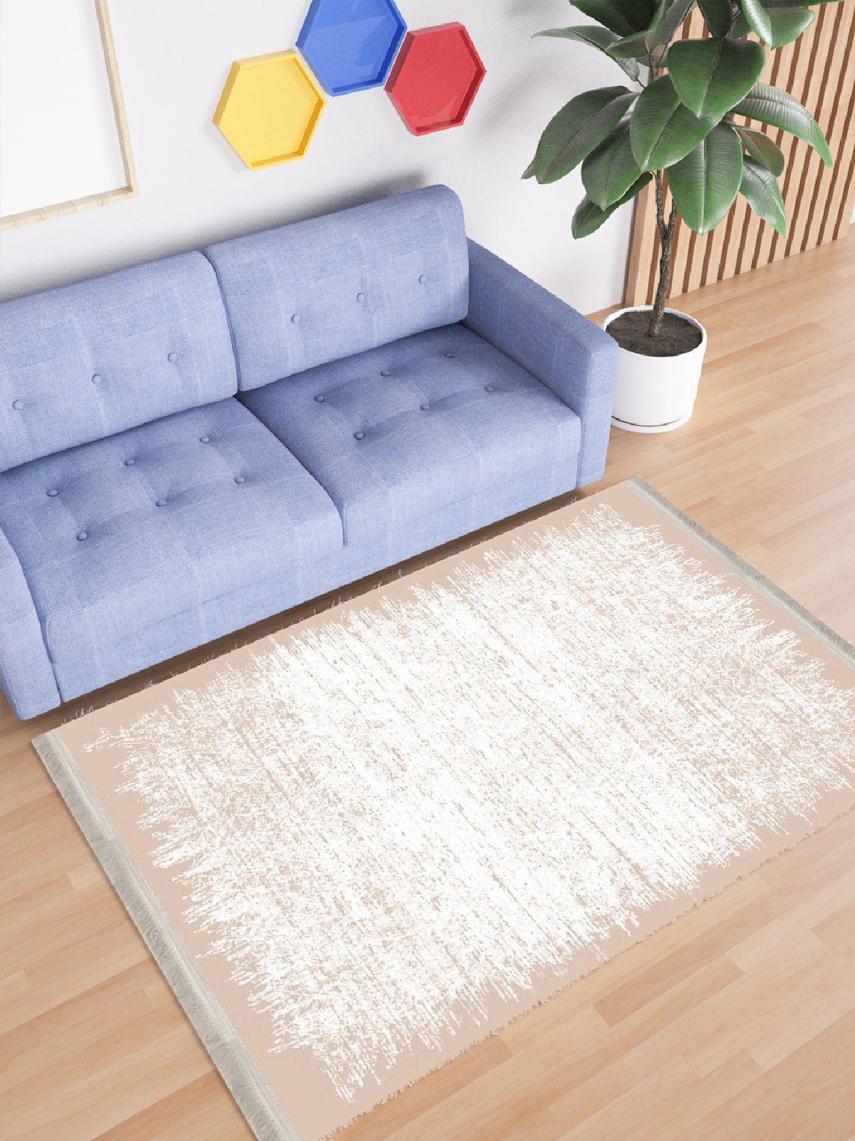 Enbe Collection E-DK5044A Bej 5 mm Pamuk Antibakteriyel Yıkanabilir Orta Kaymaz Dot Taban Dikdörtgen Makine Dokuma Oturma Odası Halısı 200x290 cm