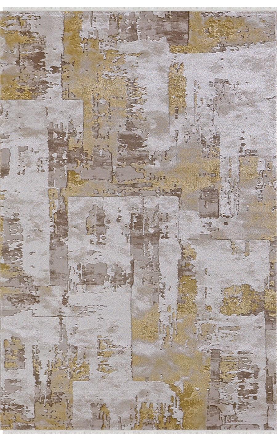 Padişah Sümela Krem-Sarı 9 mm Akrilik Yıkanabilir İnce Kaymaz Dikdörtgen Makine Dokuma Salon Halısı 120x200 cm