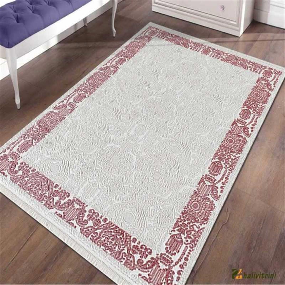 Efsane Halı Ihlara HR009065 Krem 11 mm Akrilik Silinebilir Yıkanabilir Orta Kaymaz Dikdörtgen Makine Dokuma Salon Halısı 100x400 cm