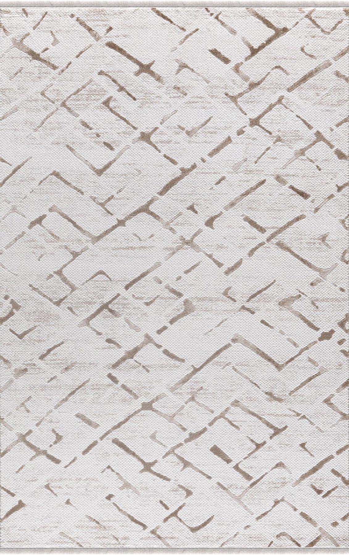 Padişah Sümela 39141 Krem 9 mm Akrilik Yıkanabilir İnce Dikdörtgen Makine Dokuma Salon Halısı 120x160 cm