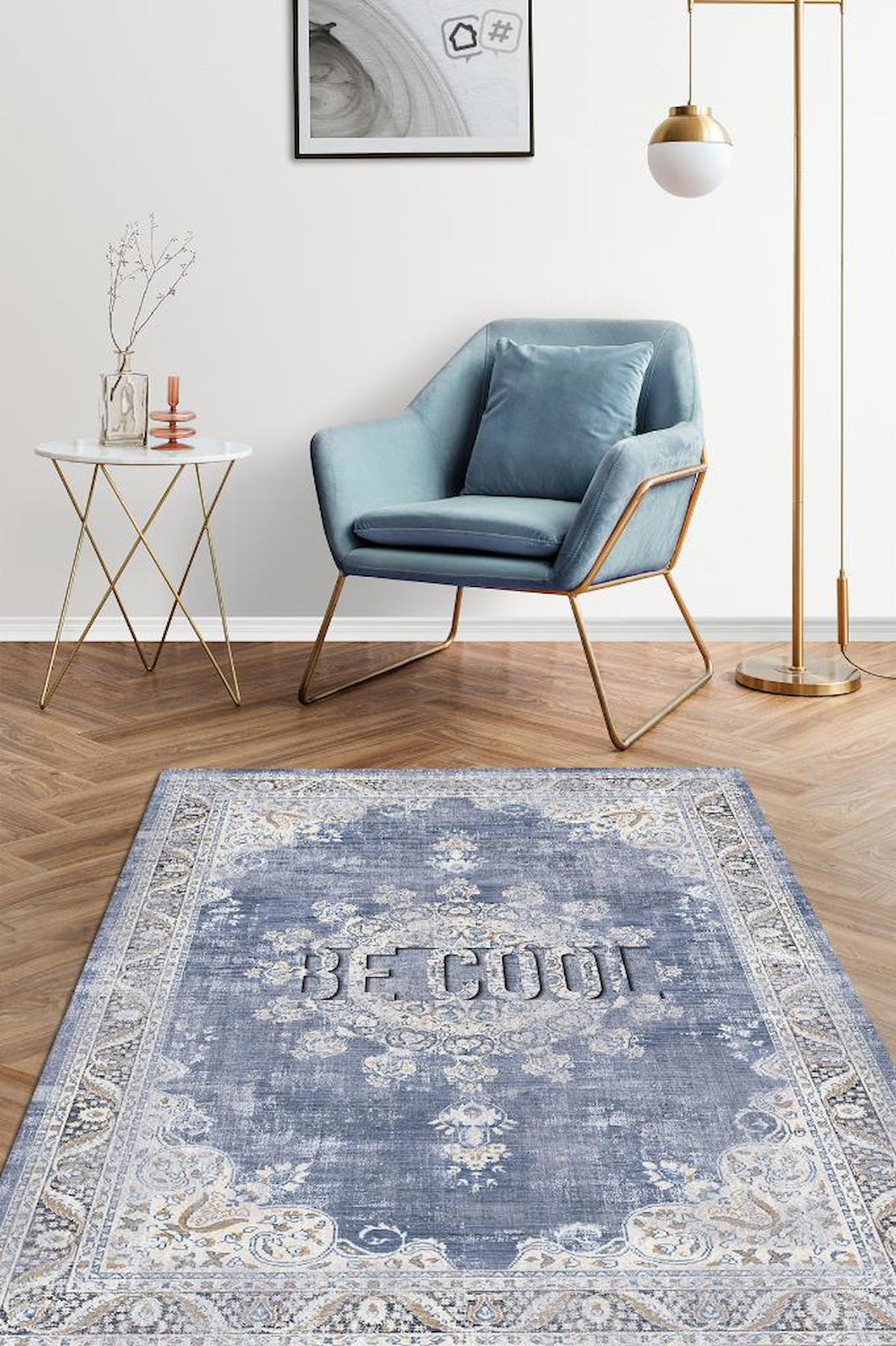 Homshtag Havalı Ol Krem 4 mm Pamuk Antistatik Yıkanabilir İnce Kaymaz Dikdörtgen Makine Dokuma Salon Halısı 120x170 cm