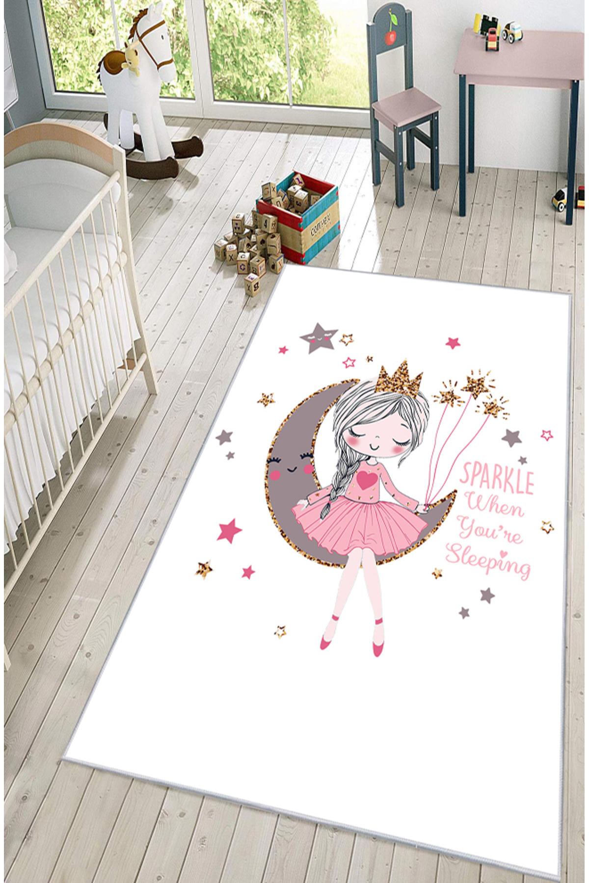Artizon ART-C-006 Çok Renkli 0.8 mm Polyester Toz Tutmaz Yıkanabilir İnce Kaymaz Dot Taban Dikdörtgen Makine Dokuma Çocuk Odası Halısı 100x160 cm