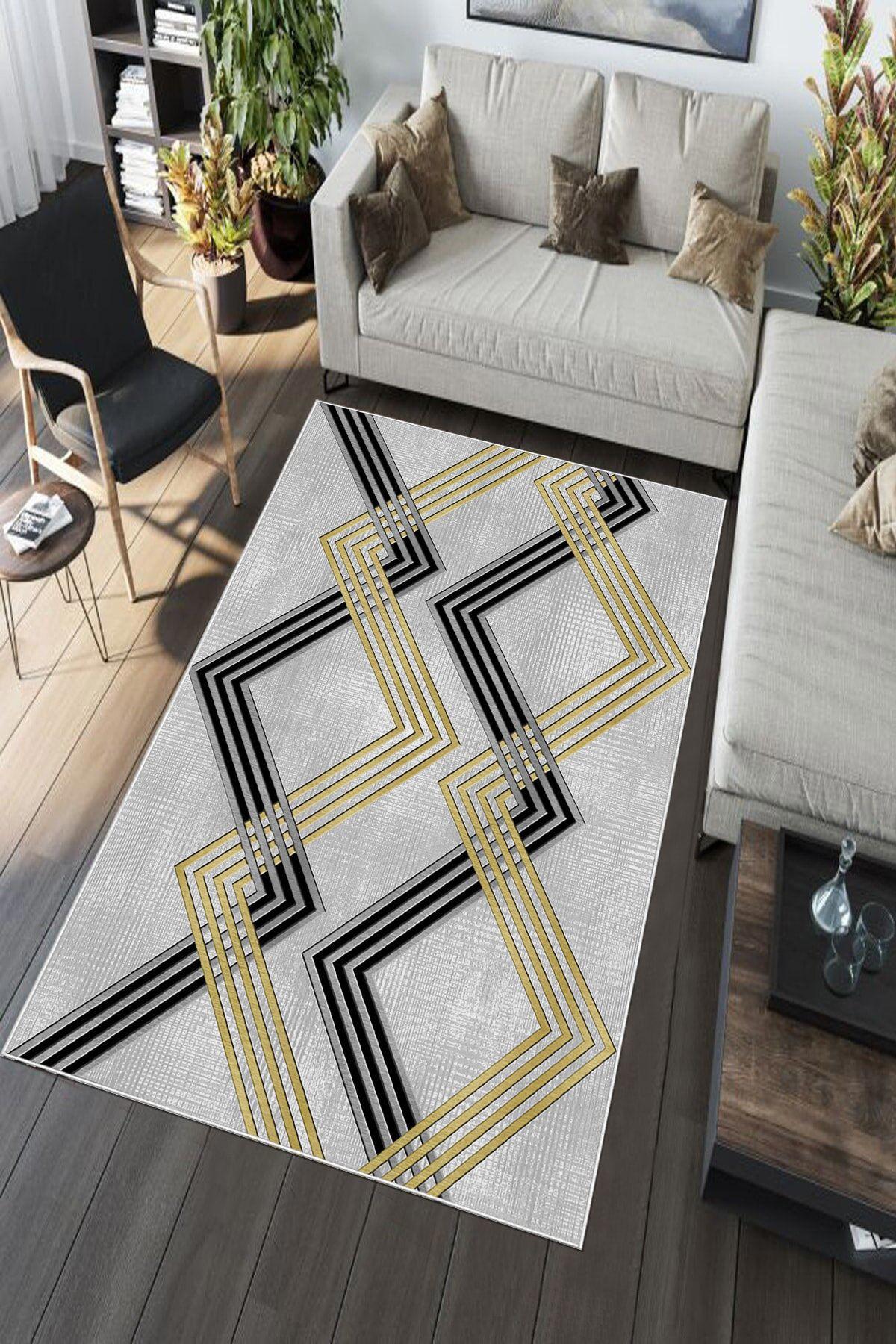 Aldora A170 Gri 9 mm Deri Toz Tutmaz Yıkanabilir İnce Kaymaz Pamuk Taban Dikdörtgen Makine Dokuma Salon Halısı 200x300 cm