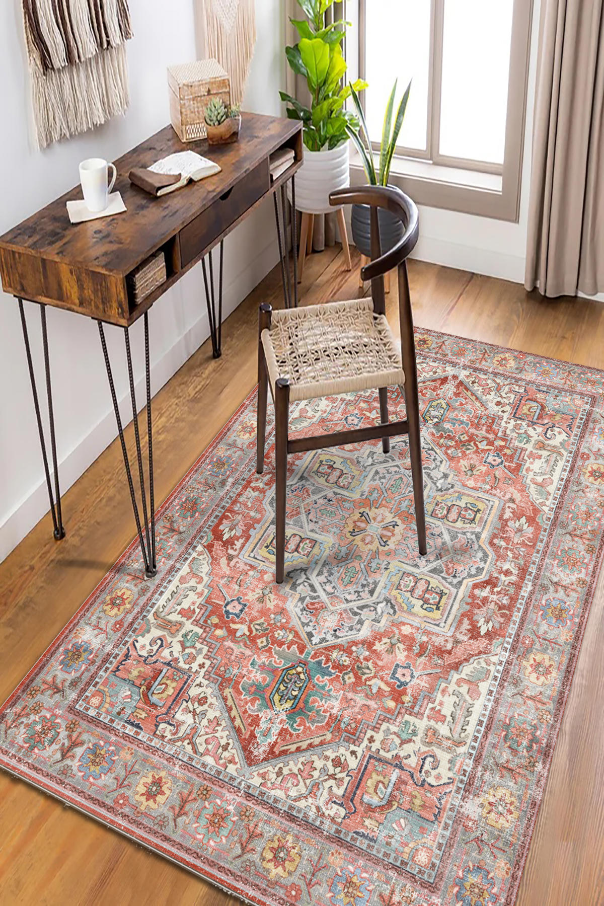 Latte Dizayn Milo Krem 0.8 mm Pamuk Antibakteriyel Yıkanabilir İnce Kaymaz Şönil Taban Dikdörtgen Salon Halısı 60x90 cm