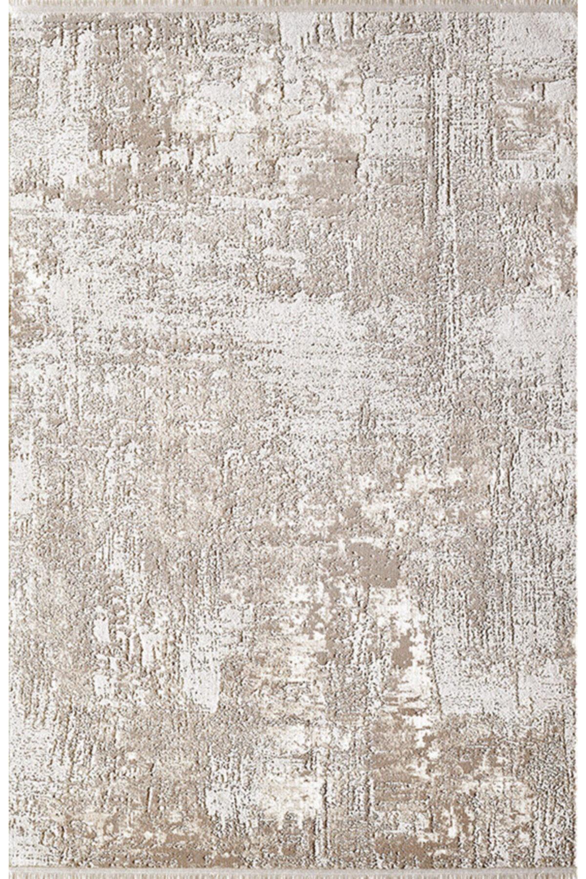 Royal Halı Lootus L016E Krem 10 mm Viskon Toz Tutmaz Yıkanabilir Kalın Kaymaz Lateks Taban Dikdörtgen Makine Dokuma Salon Halısı 200x290 cm