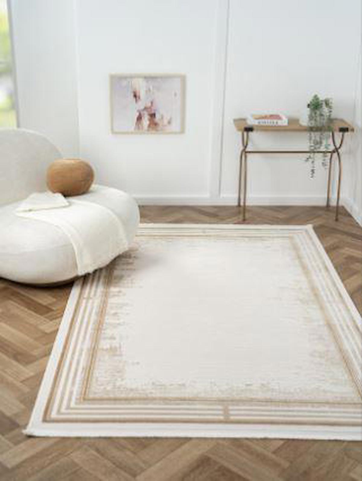 Çam Halı Otto OT001B Vizon 8 mm Akrilik Silinebilir Yıkanabilir Orta Dikdörtgen Makine Dokuma Salon Halısı 180x180 cm