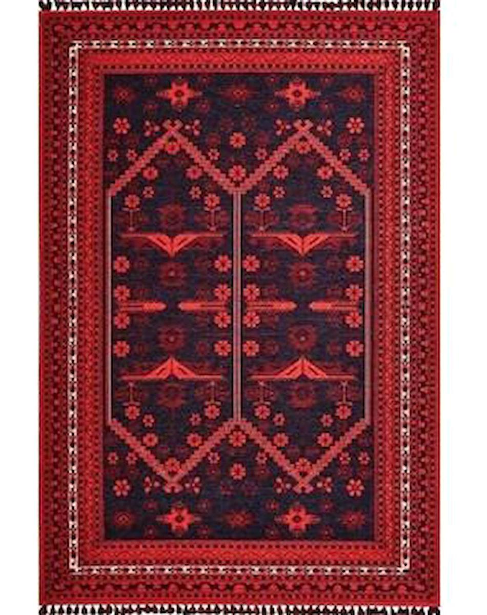 Gümüşsuyu Deco Anatolia 15912 Lacivert 6 mm Pamuk Toz Tutmaz Yıkanabilir İnce Kaymaz Dikdörtgen Makine Dokuma Salon Halısı 180x180 cm