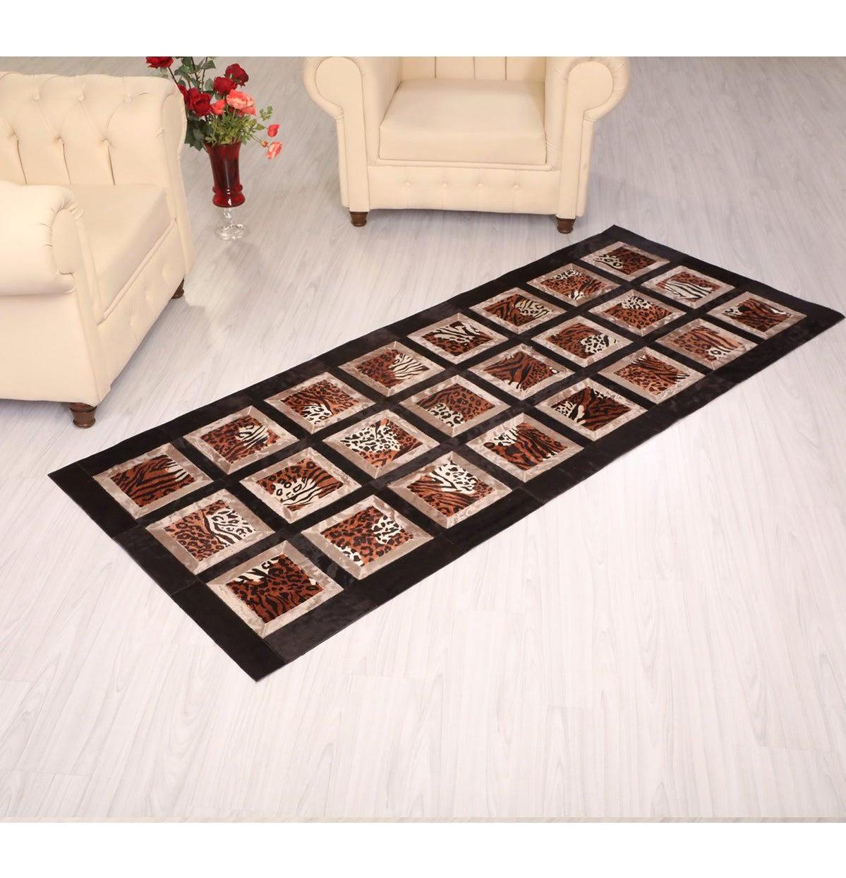 Leatinn Krem Deri Yıkanabilir İnce Kaymaz Taban Dikdörtgen Makine Dokuma Halı 80x500 cm