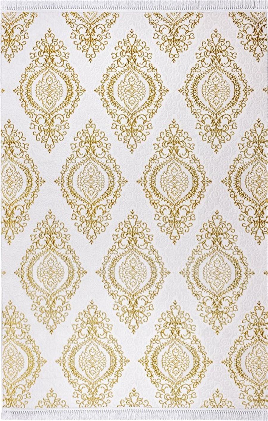 Kreasyon Halı Luna 9101 Krem Akrilik Yıkanabilir Kalın Pamuk Taban Dikdörtgen Makine Dokuma Salon Halısı 200x300 cm