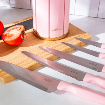 Karaca Retro Pembe 6 Parça Bıçak Seti