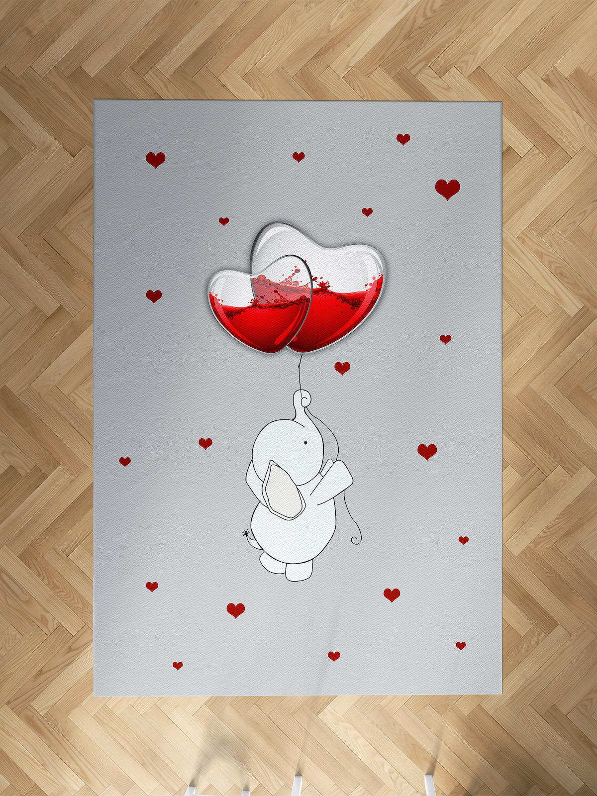 Mekta Home Balon-Fil Krem 10 mm Antibakteriyel Yıkanabilir İnce Kaymaz Dot Taban Dikdörtgen Makine Dokuma Çocuk Odası Halısı 170x170 cm