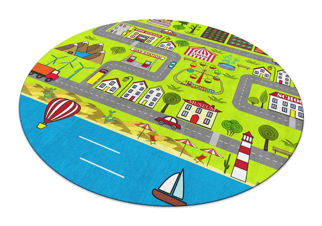 Homefesto Krem 5 mm Polyester Leke Tutmaz Yıkanabilir İnce Kaymaz Taban Yuvarlak Makine Dokuma Çocuk Odası Halısı 80x300 cm